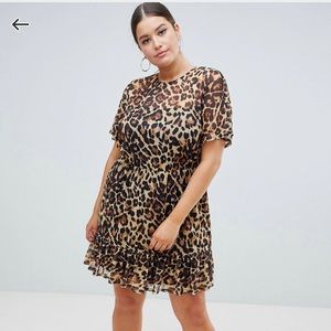 Leopard print tea length dress